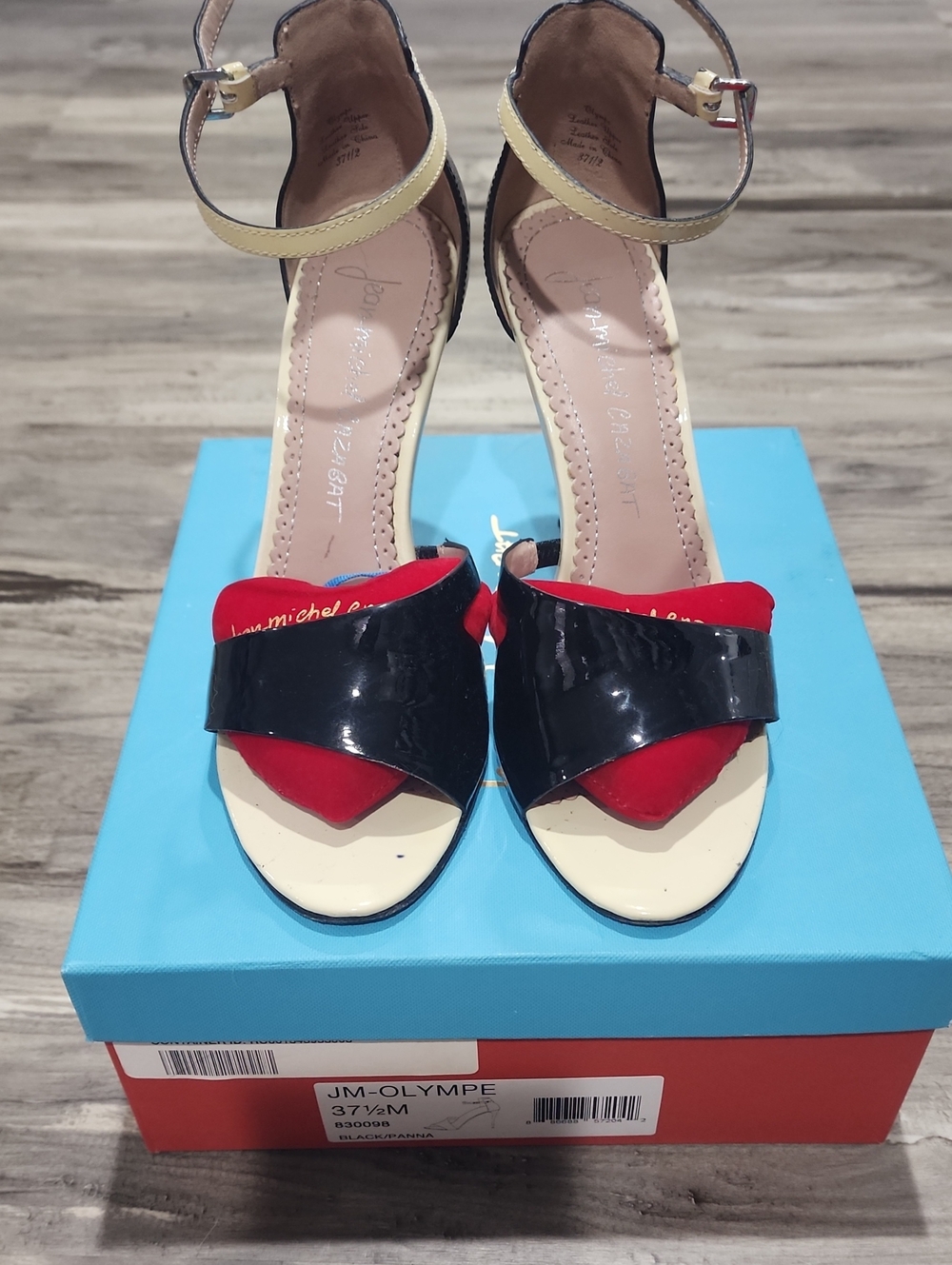 Women's Colorblock Ankle-Strap Sandals in Black & Cream, Jean-michel Cazabat